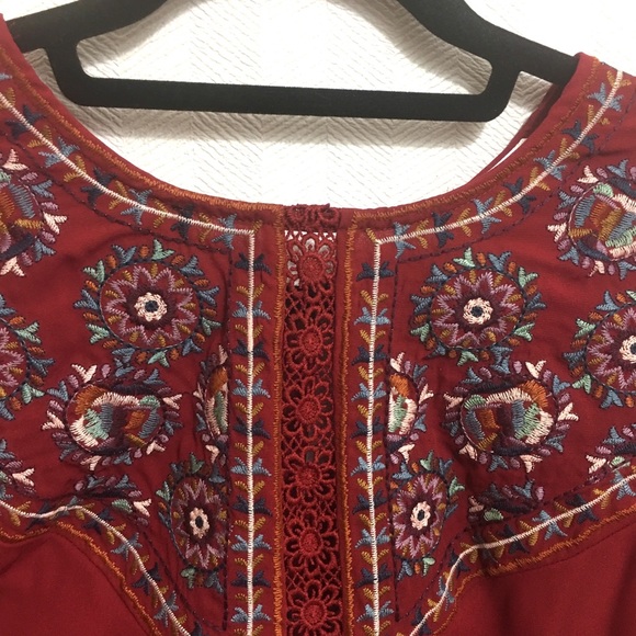 Red Embroidered Top - Picture 2 of 8